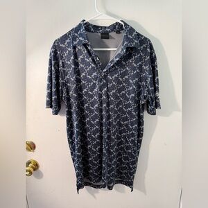 Dunning Navy Patterned Golf Polo Shirt